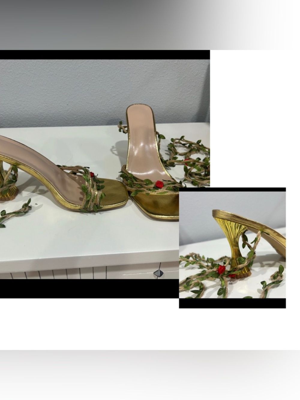 Size 40 ankle wrap rose shoes to match derby outfit for sale - Picture 2 of 3